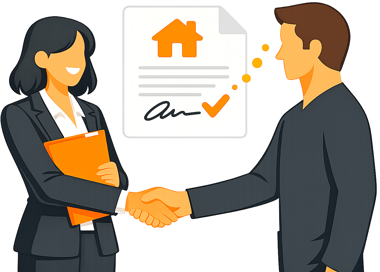 Agente inmobiliario dando la mano a un inquilino