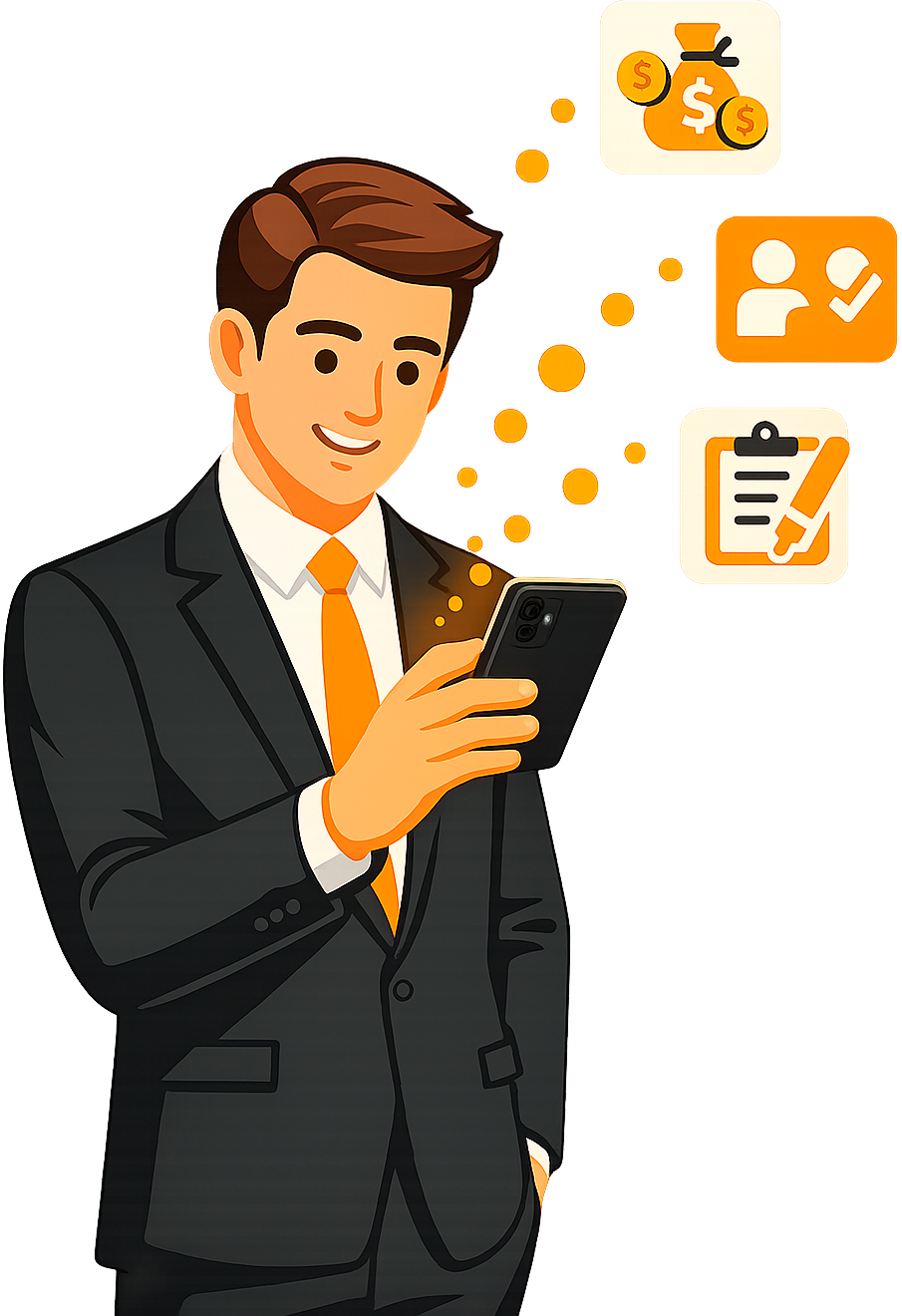 Agente inmobiliario revisando su teléfono