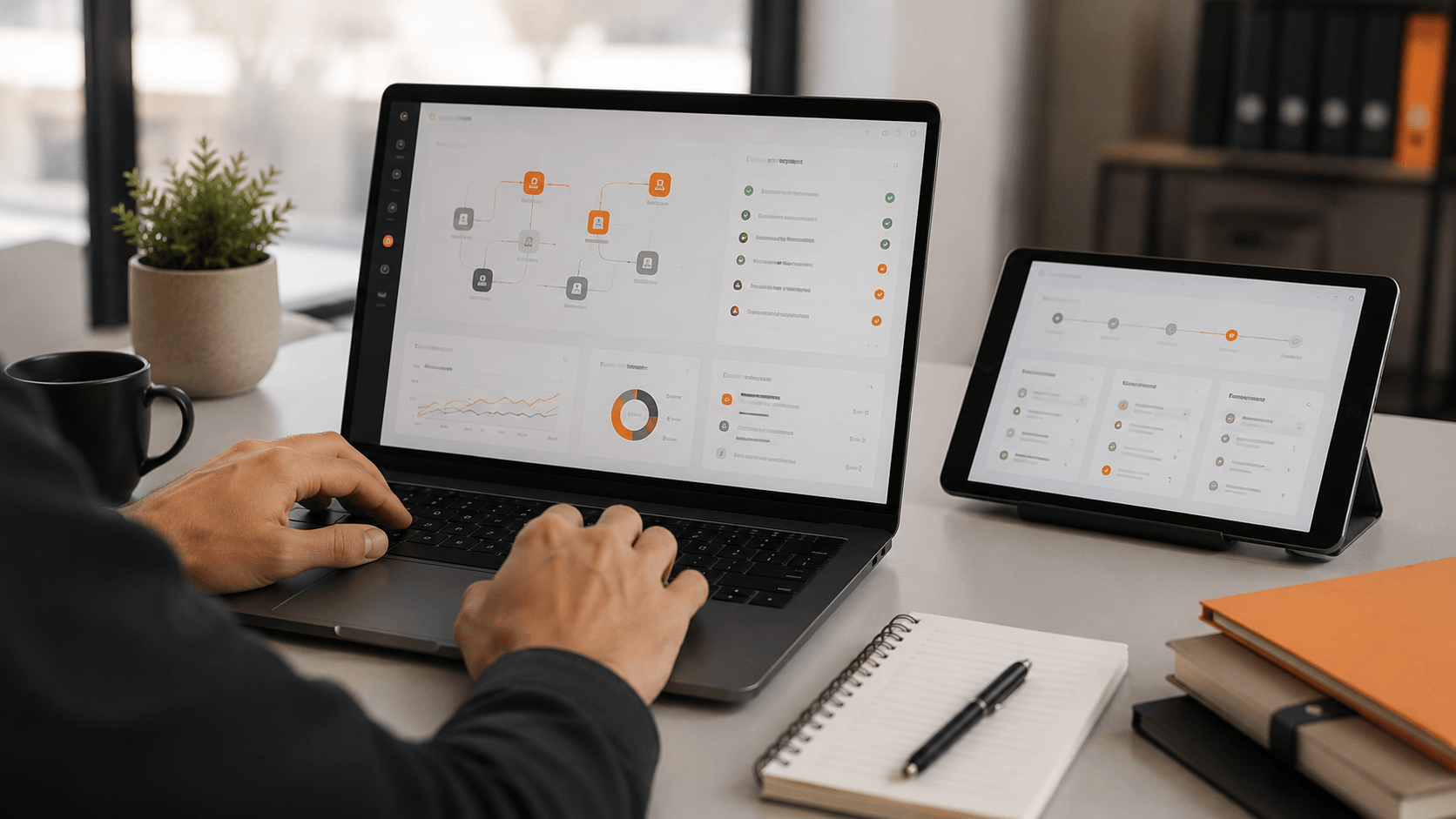 Real estate business reviewing current information under control